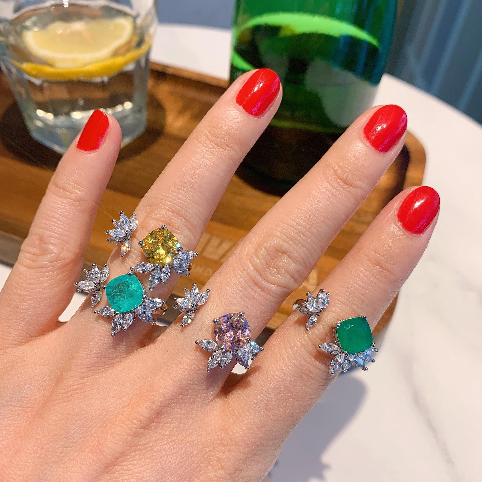 

Кольцо Retro Micro-Diamond Gold Yellow Diamond Ring для женщин 2021 года, простое кольцо с розовыми бриллиантами и темпераментом