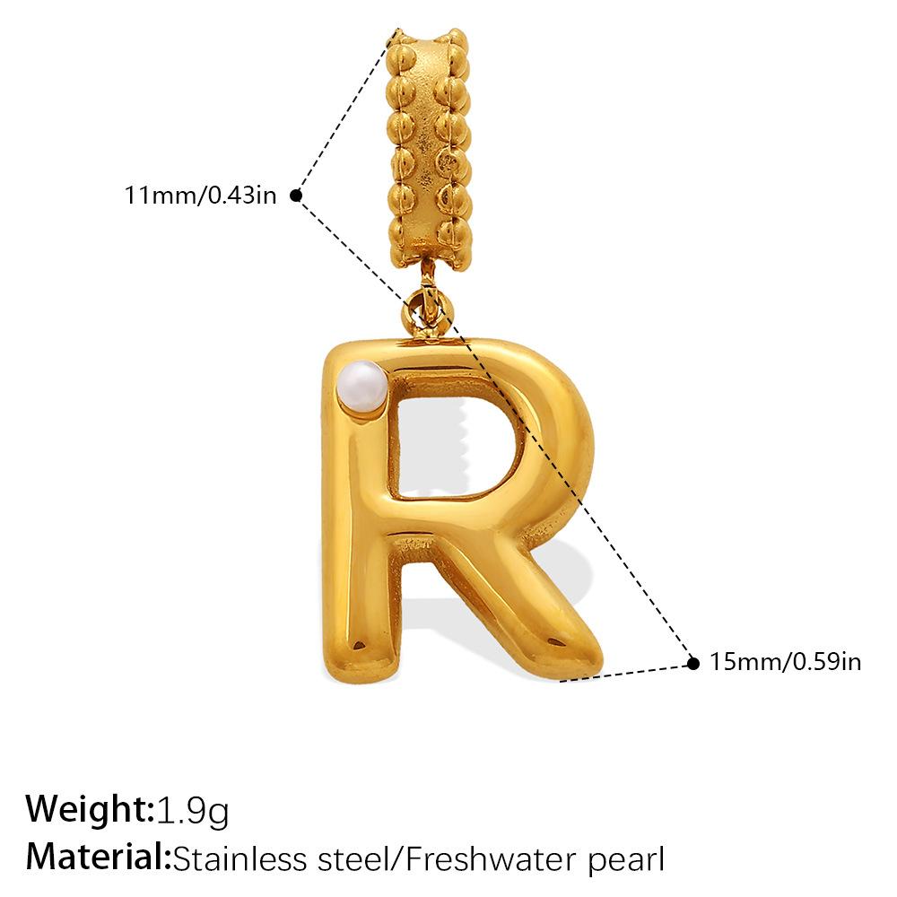 Fashion Personalized Bubble Three-Dimensional 26 English Pearl Letter Pendant Stainless Steel Gold-Plated Diy Accessories