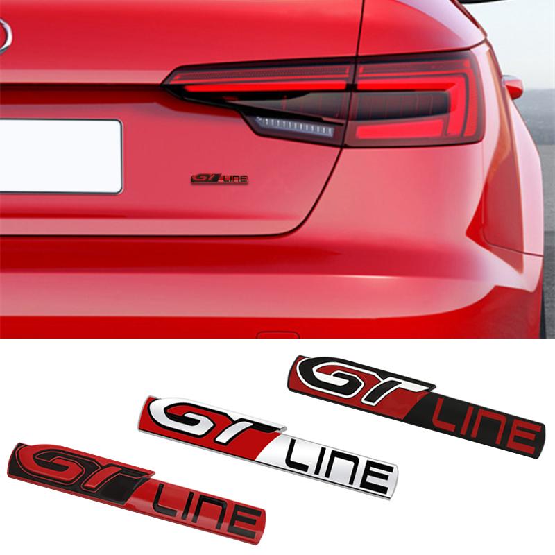 VZQR9 Metal 3D Badge GT LINE Logo Car Rear Trunk Body Sticker Emblem For Peugeot 206 307 308 3008 207 208 407 508 2008 5008 107 106