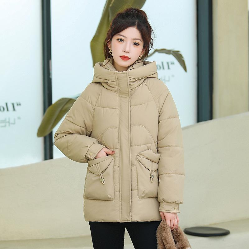 Long down cotton-padded clothes, female student bread clothes, loose and thickened cotton-padded clothes, leave-in women's cotton-padded jackets.
