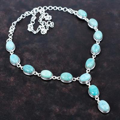 Collana di Amazzonite collana in argento sterling 925 collana con catena regolabile gioielli con pietre preziose di prima qualità collana fatta a mano regali di anniversario