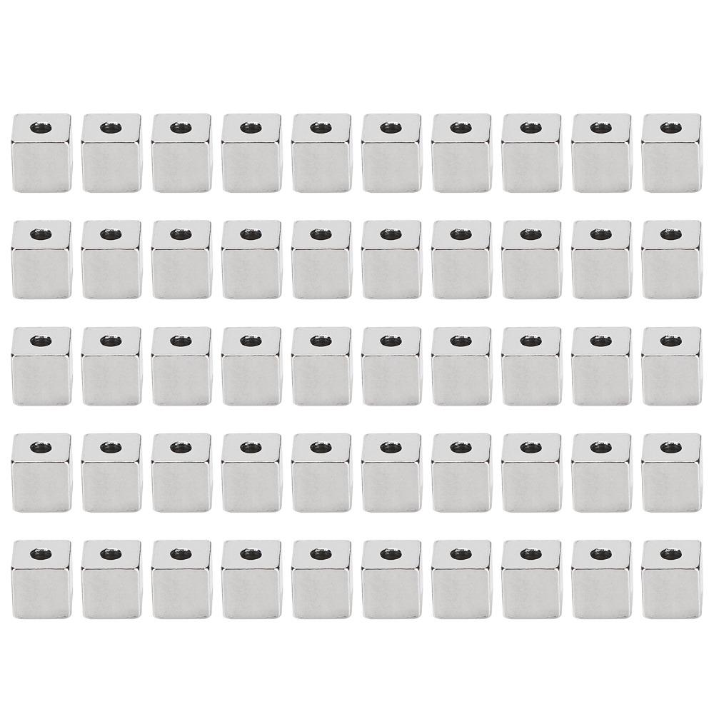 50pcs Steel Square Spacer Beads Stainless Steel DIY Necklace Accessories  Bracelet Making