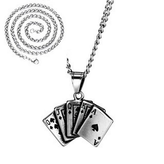 S925 Poker Straight Flush Hanger Ketting - Trendy Minimalistische Ketting voor Mannen & Vrouwen