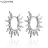 925 Silver Ear Needle Vintage Sun Hoop Earrings for Women Punk Hip Hop Sun Flower Big Earrings Fashion Jewelry Gifts