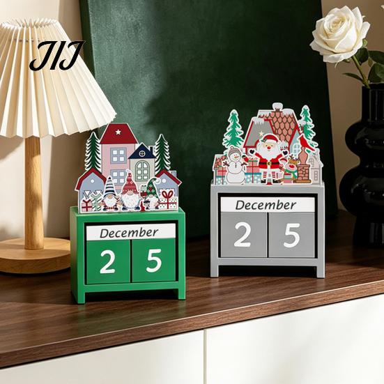 Nordic Style Christmas Decor Countdown Blocks, Desktop Advent Calendar with Movable Season Home Days Until Xmas Ornament for Office Gift Kids