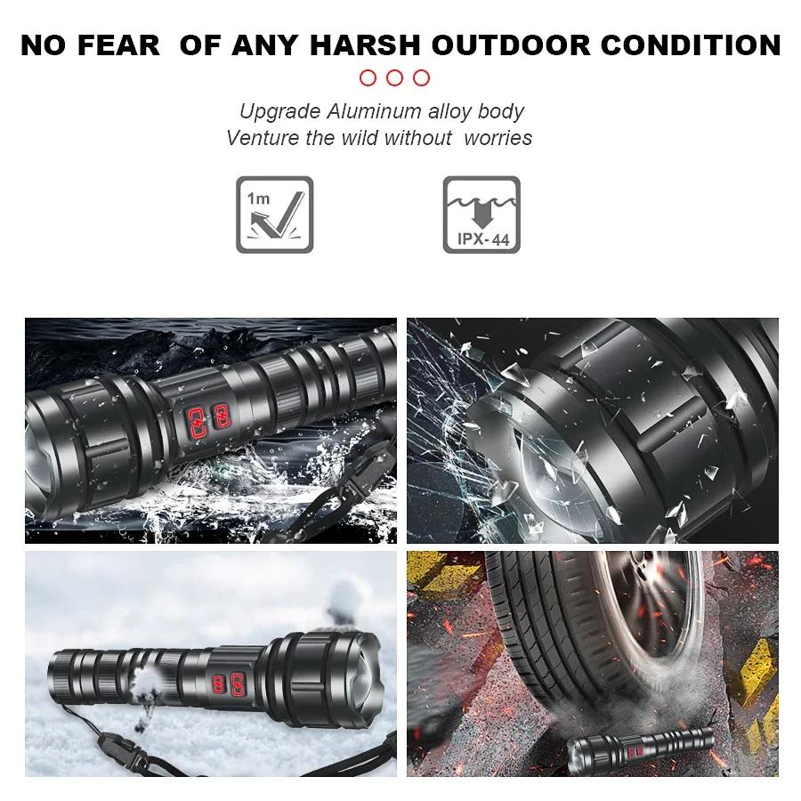 Powerful 9000LM Led Flashlight USB Rechargeable Zoom Tactical Torch Ultra Bright Outdoor Camping Fishing Hunting Emergency Lamp