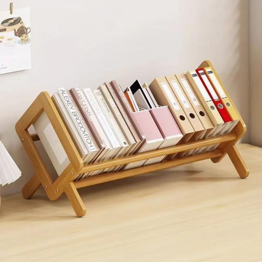 New Retro Wooden Desktop Bookshelf Stable Space-saving Tilting Book Shelf Multi-Purpose Magazine Storage Rack Office