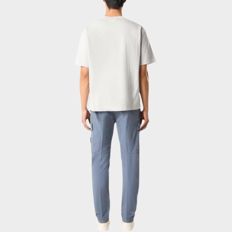 Stone Island Logo Print Solid Color Crew Neck Short Sleeve T-Shirt Men Tops Gray White K1S1521000-34S0115-V0061