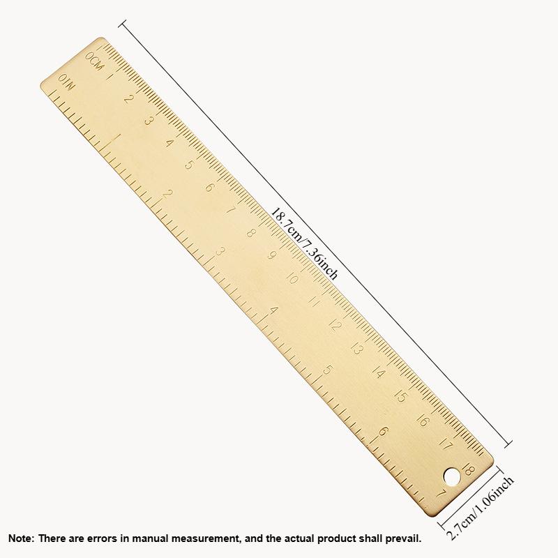 18CM Creative Retro Brass Scale Measuring Tool Ruler Measuring Tool DIY Thick Drawing Copper Ruler Tool Stationery Metal