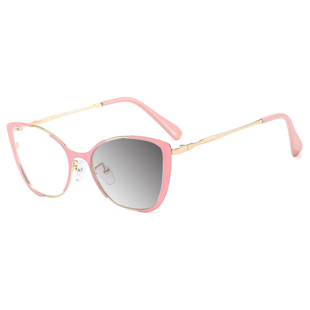 Brand Design Retro Small Cat Eye Patchwork Color Femal Frame Photochromic Anti Blue Light Computer Women Custom Reading Glasses