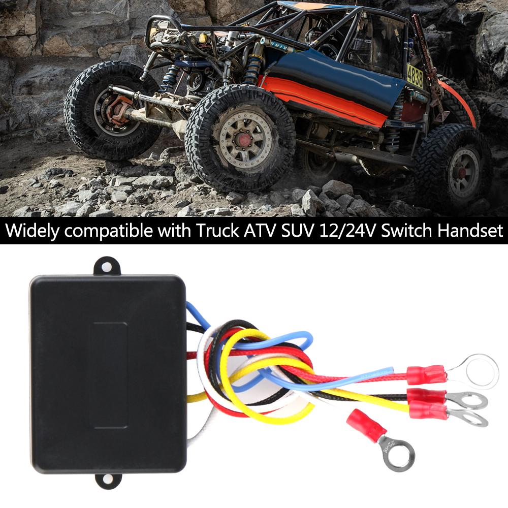 Fernbedienung für Seilwinde, kabelloses Fernbedienungsset für Seilwinde, universell für Jeep, Geländewagen, ATV-Anhänger, kabelloser elektrischer 12-V-24-V-Schalter-Controller
