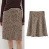 In Stock: Luxury Wool Polka Dot Twill Skirt with Loose Hem Design