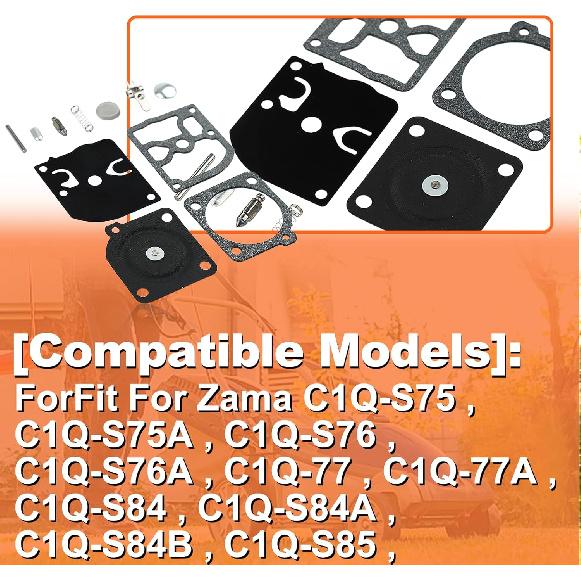 Carburetor Repair Kit, Fit For Zama C1Q-S75, C1Q-S75A, C1Q-S76, C1Q-S76A, C1Q-77, C1Q-77A, C1Q-S84, C1Q-S84A, C1Q-S84B, C1Q-S85, C1Q-S85A carburetor,