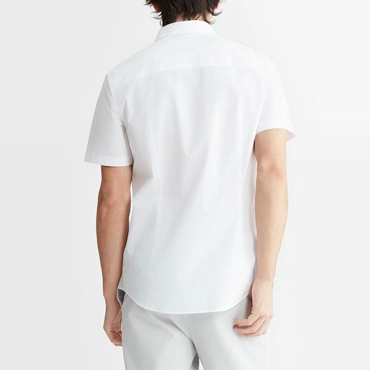 Calvin Klein Jeans SS24 Solid Comfortable Pointed Collar Short Sleeve Shirt Men Shirts Bright-White J324459-YAF
