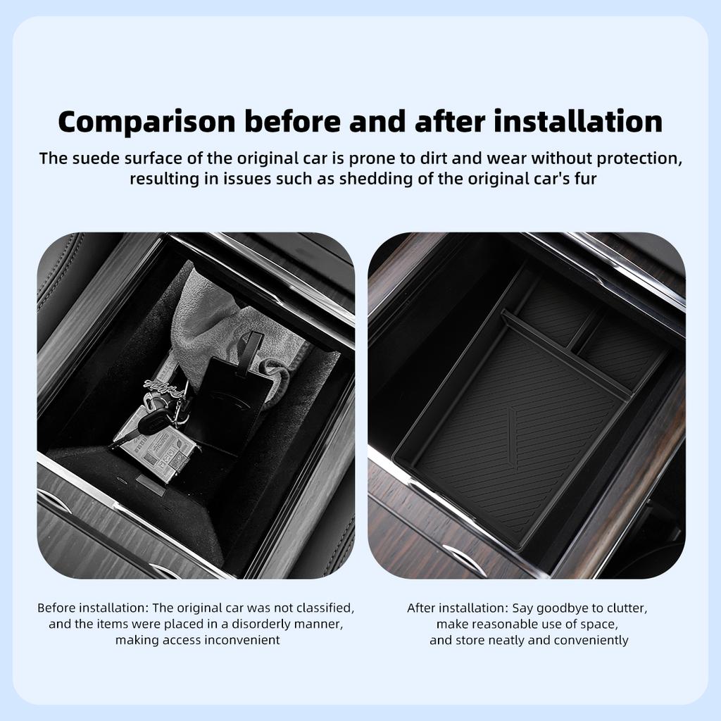 Luckeasy For Tesla Model S X - Wireless Charging Pad Central Control Pad Armrest Box Storage Pad Interior Accessories