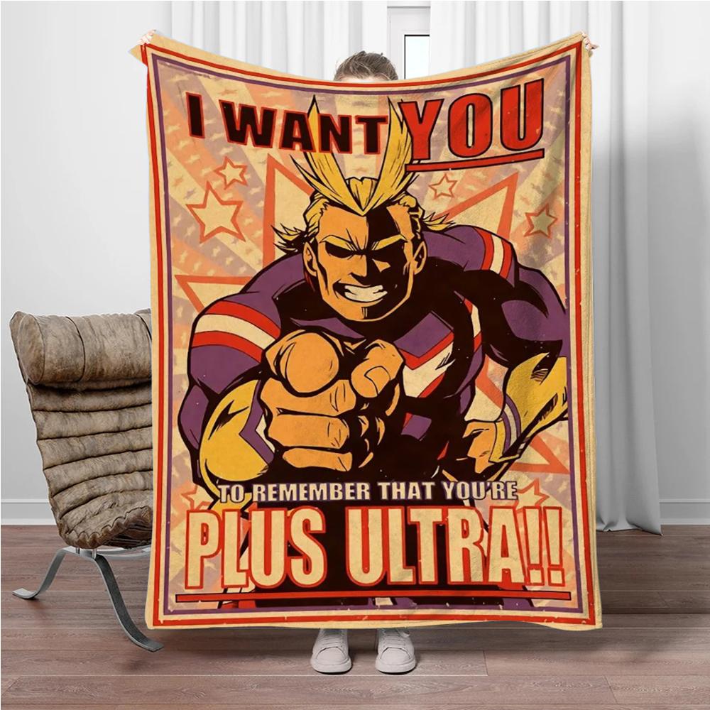 Vintage M-My-Hero-Academia 3D Printed Flannel Blanket Living Room Sofa Bed Camping Picnic Warm Blanket Holiday Gifts
