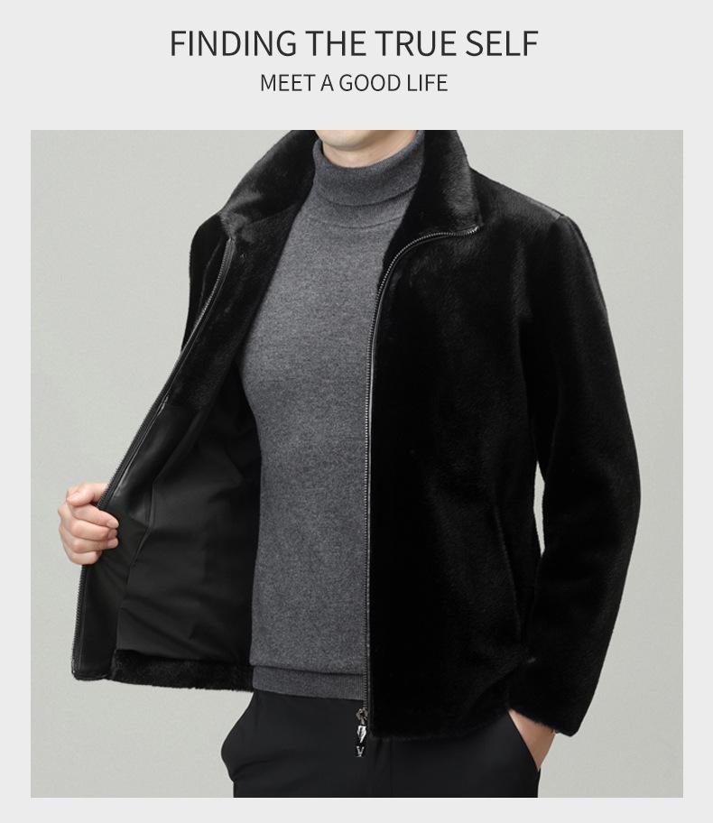 Men's Golden Mink Velvet Winter Coat 2025: Middle-Aged Fashion, Casual Warm Fleece Jacket, Loose Fit Outerwear