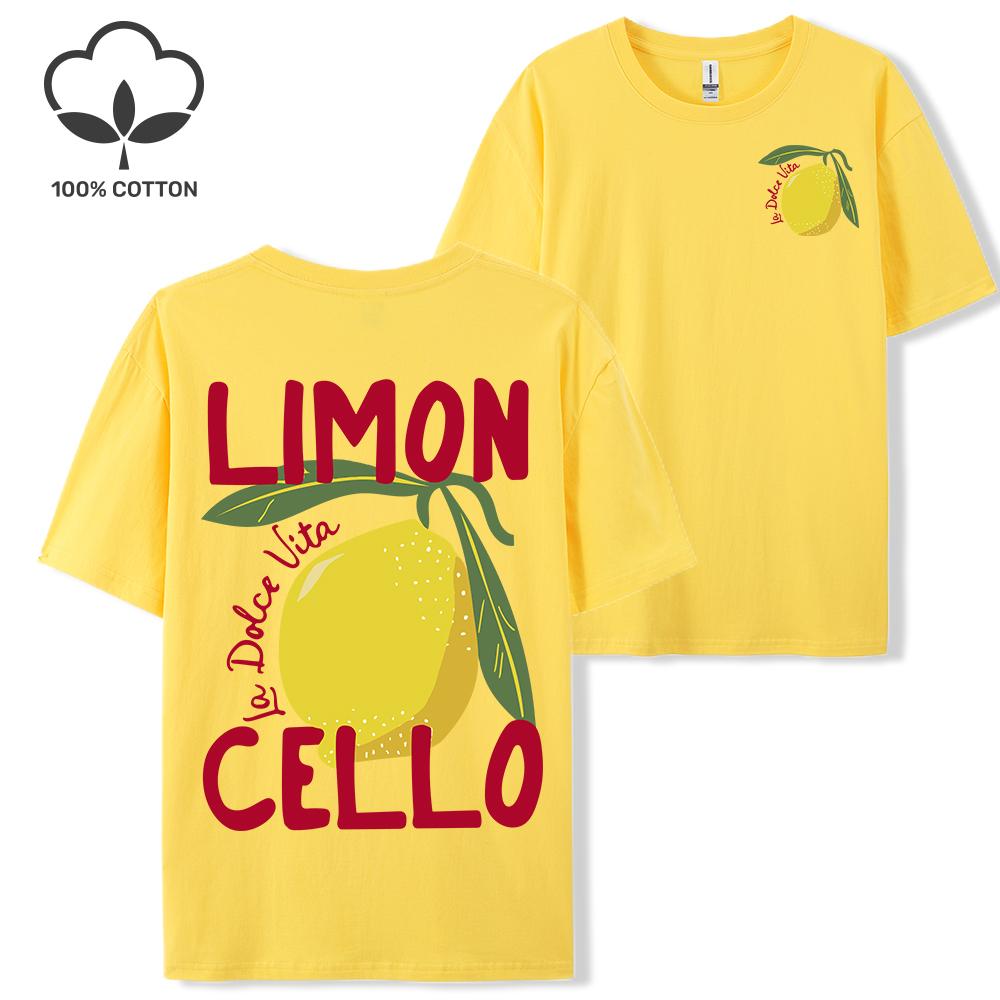 Creative Lemon Fruit Cello Pattern T Shirt Women Summer Comfortable Tops Soft T-Shirts Cotton All-Match Female Short Sleeve