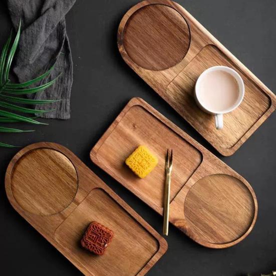 Wooden Serving Tray Cashew Nut Shape Tea Service Tray Artistic Craftsmanship Snacks Desserts Breakfast Dinner Transport Tray
