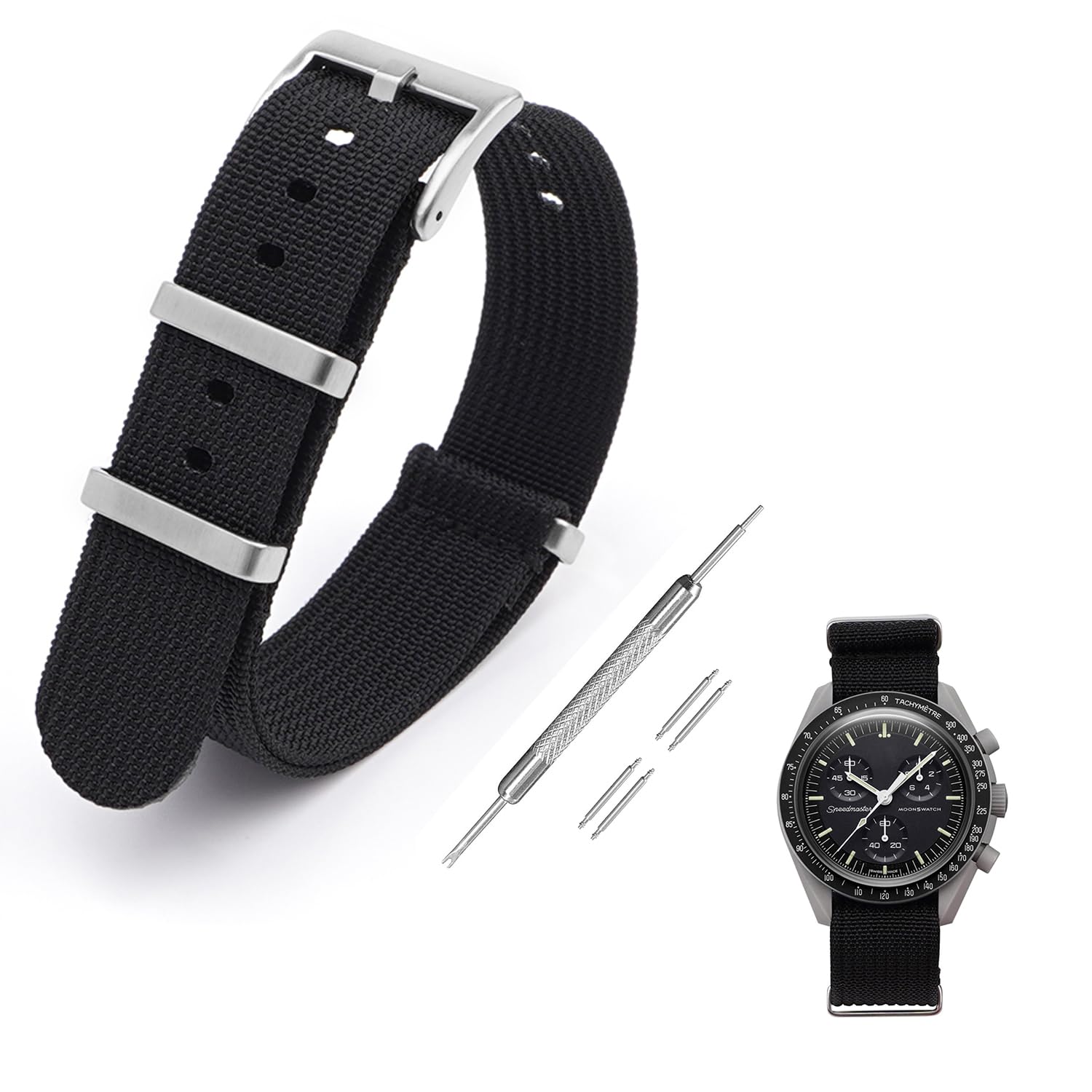 

20 мм ремешок для часов Omega X Swatch Speedmaster MoonSwatch военный нейлоновый ремешок для часов черный [Jumpsunfun] чёрный