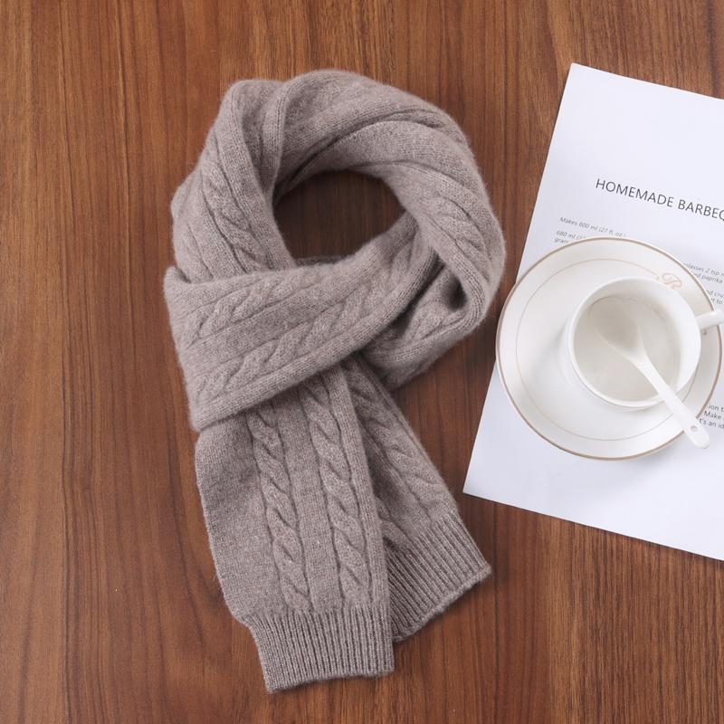 

100%Wool Scarf For Women s Winter Knitted Solid Narrow Long Shawls Universal Twisted Flower Scarves Fashion Neck Warmer 22x160cm About 22x160cm верблюд