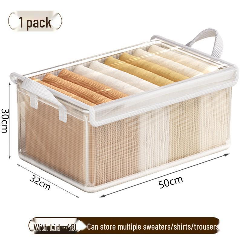 Transparent Clothing Storage Box with Lid for Dorms