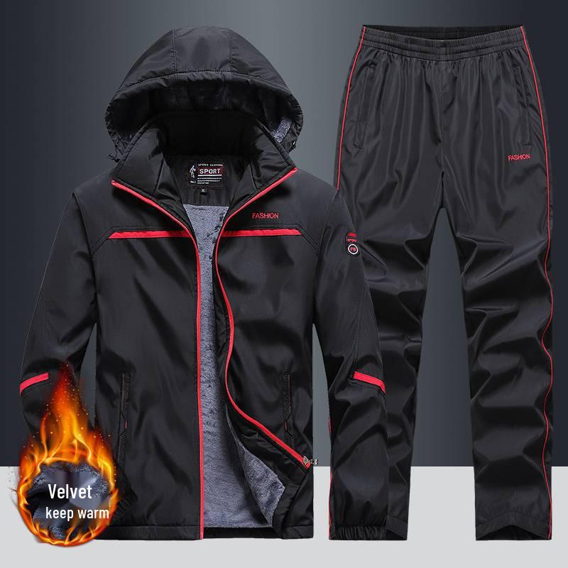 

Мужской спортивный костюм с флисовой подкладкой для осени/зимы XL чёрный