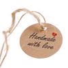 100Pcs Handmade with Love Labels Hang Tags Blank Kraft Paper with 20m String