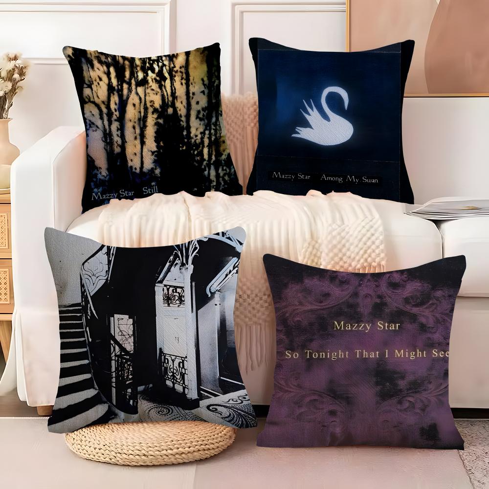 Pop Music Album M-Mazzy Star Pillow Case Anti-dustmite Pillowcase Invisible zipper silky short plush Sofa cushion cover