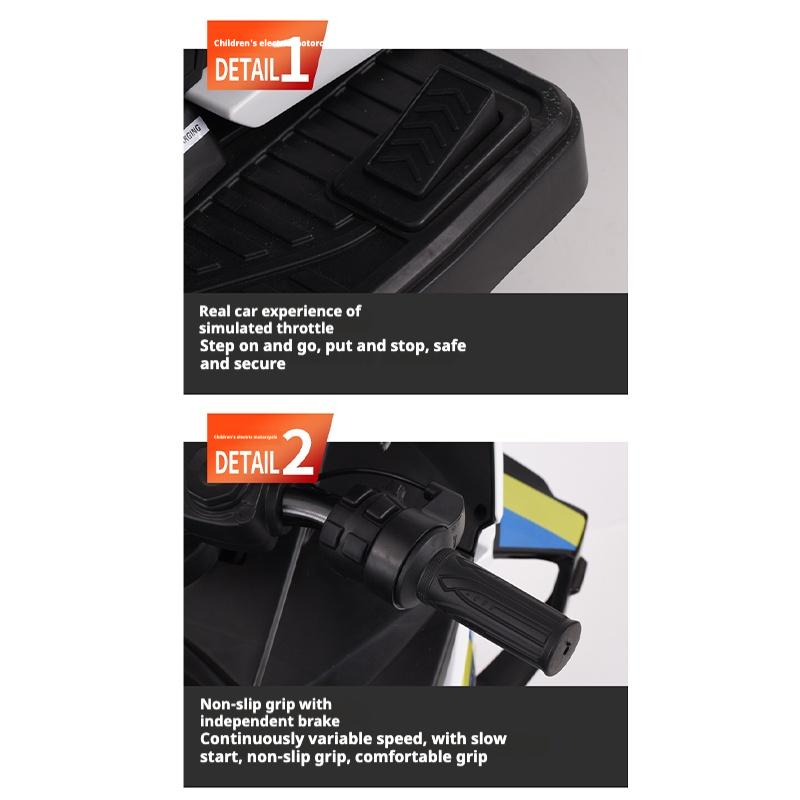Çocuk Elektrikli Motosiklet Çift Sürücülü Çocuk Arabası Uzaktan Kumandalı Bluetooth Müzik LED Işık, Erken çocukluk eğitimi fonksiyonu