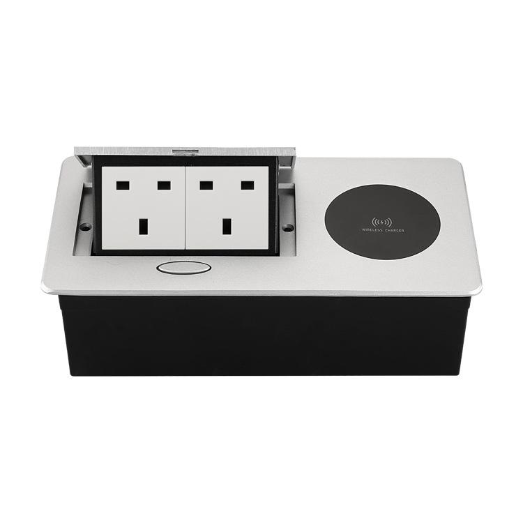 Two-Pin Three-Hole 250V/13A Pop-Up Desktop Socket with Wireless Charging