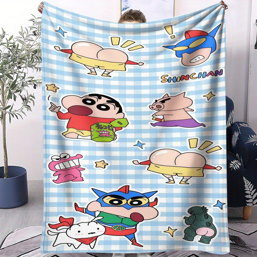 Crayon Shinchan Japanese Kawaii Blanket Soft Comfortable SkinFriendly For Bed Bedroom Dorm Sofa Office Car Lunch Camping Gift