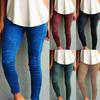 Womens Casual Slim High Elastic Pencil Long Pants Leggings In Vibrant Blue Green And Classic Black