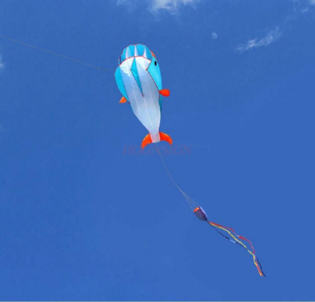 Großer weicher Drachen, leicht im Wind zu fliegen, für Erwachsene und Kinder, 3D, hohe Qualität, neuer Delfin-Weichdrachen