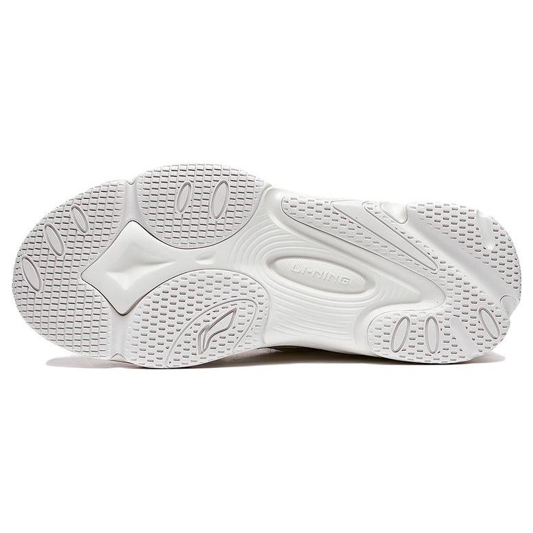 Li Ning Nebula 2K Textile, Synthetic Leather Low Top Slip Resistant Abrasion Resistant Sports Casual Shoes Women's Ecru AGCT078-1