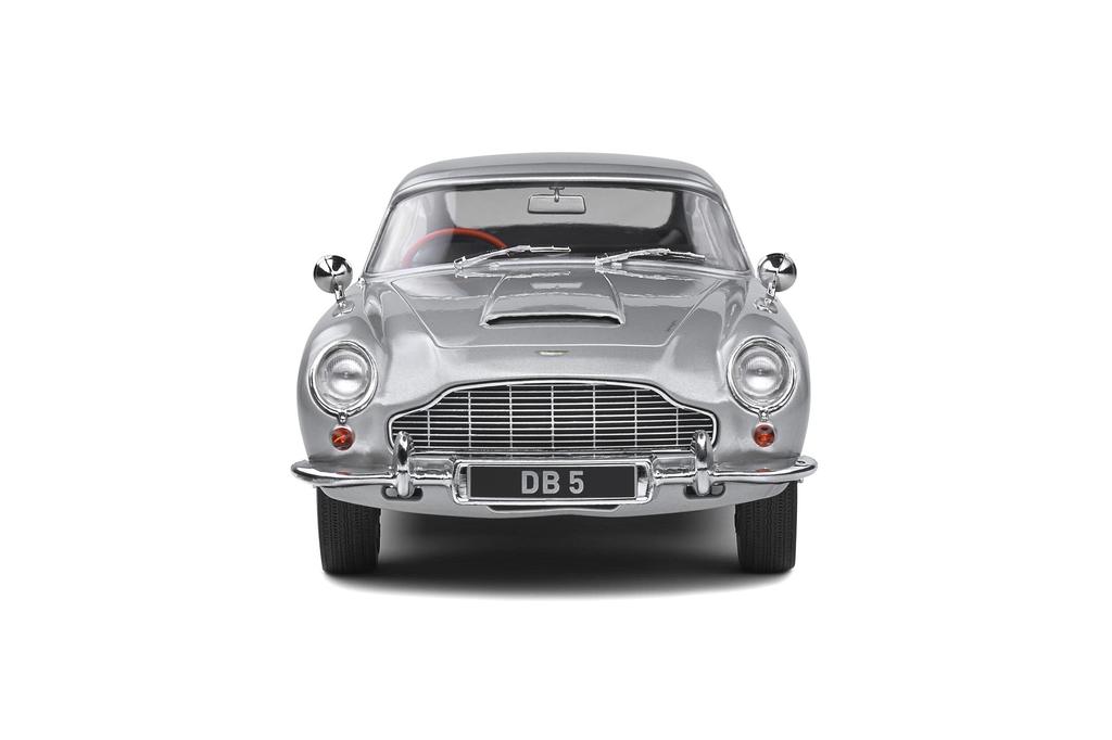 Solido Aston Martin DB5 scale diecast model 1964 James Bond car from the 007 1/18 car, (Silver Birch), movie