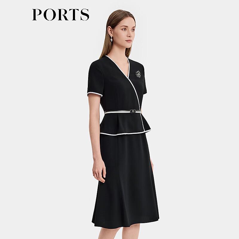 PORTS Women's Contrast Patchwork V-Neck Dress