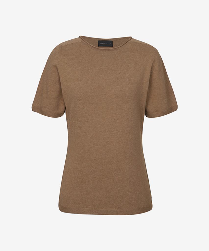 Sekeonseukin Cotton Silk Rolled Neck Short Sleeve Pullover