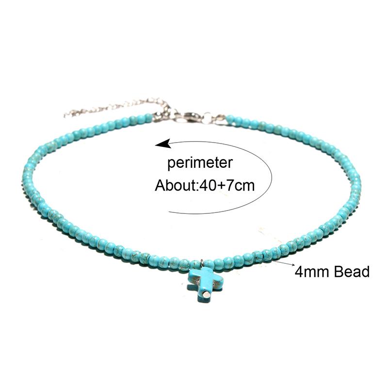 Women Bohemia Turquoise Cross Summer Beach Choker Necklace Jewelry Gift