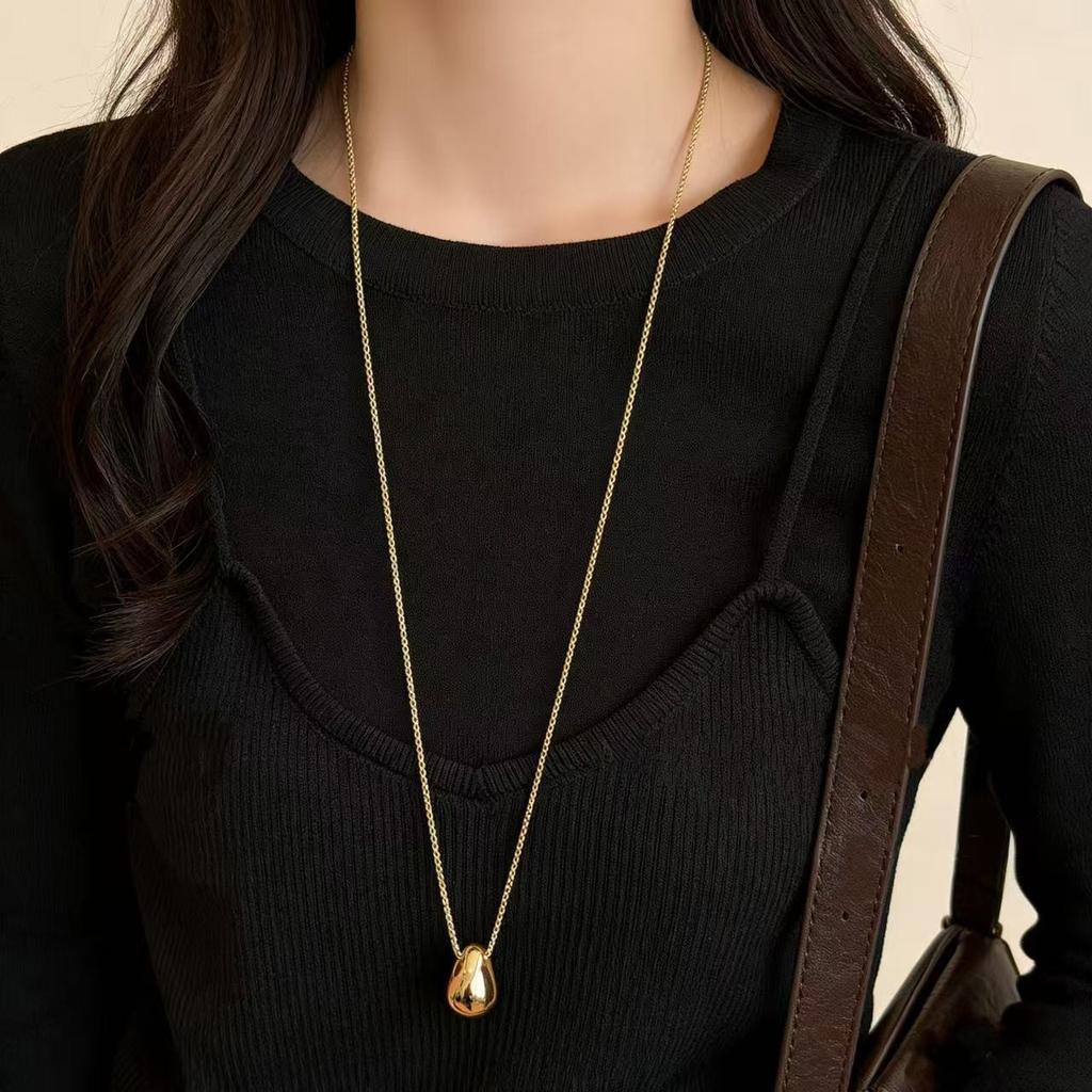 Minimalist Water Drop Pendant Necklace Sweater Chain