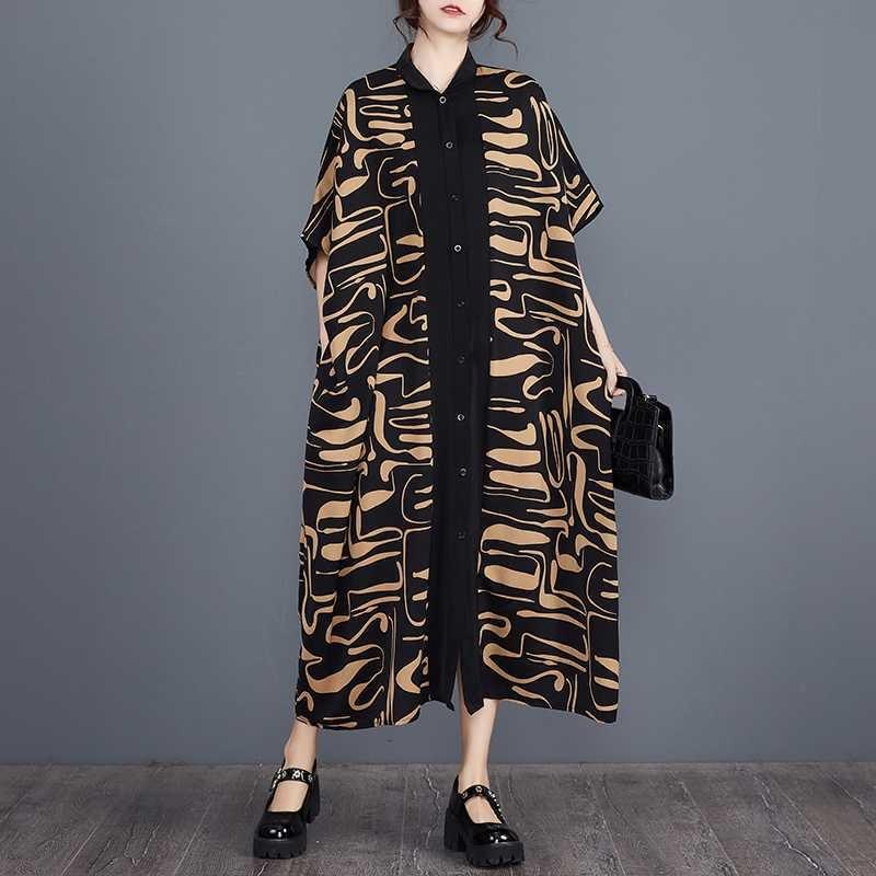 Echter Spot Sommer Neu Locker Große Größe Zebra Muster Druck Langes Hemd Rock Farblich passendes Kleid Außenhandel Frauen