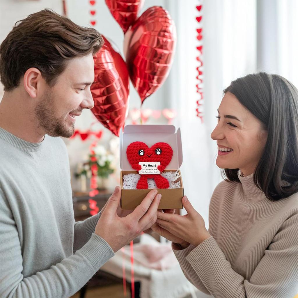 Funny Handmade Crochet Heart Doll Mother's Day Birthday & Christmas Gifts Crochet Positive Heart Desktop Ornament Home Decor