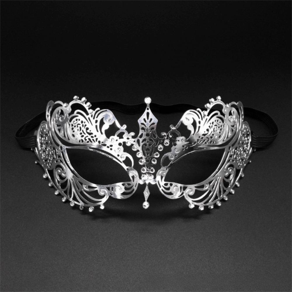 High Quality Vintage Half Face Mask Lace Metal Hollowed-out Masquerade Party Mask Diamond Inlaid Elastic Bands Princess Mask