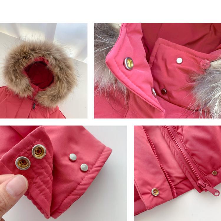 New Girls'cotton-Padded Clothes Children Thickened Keep Warm Pure Color Cute Coat