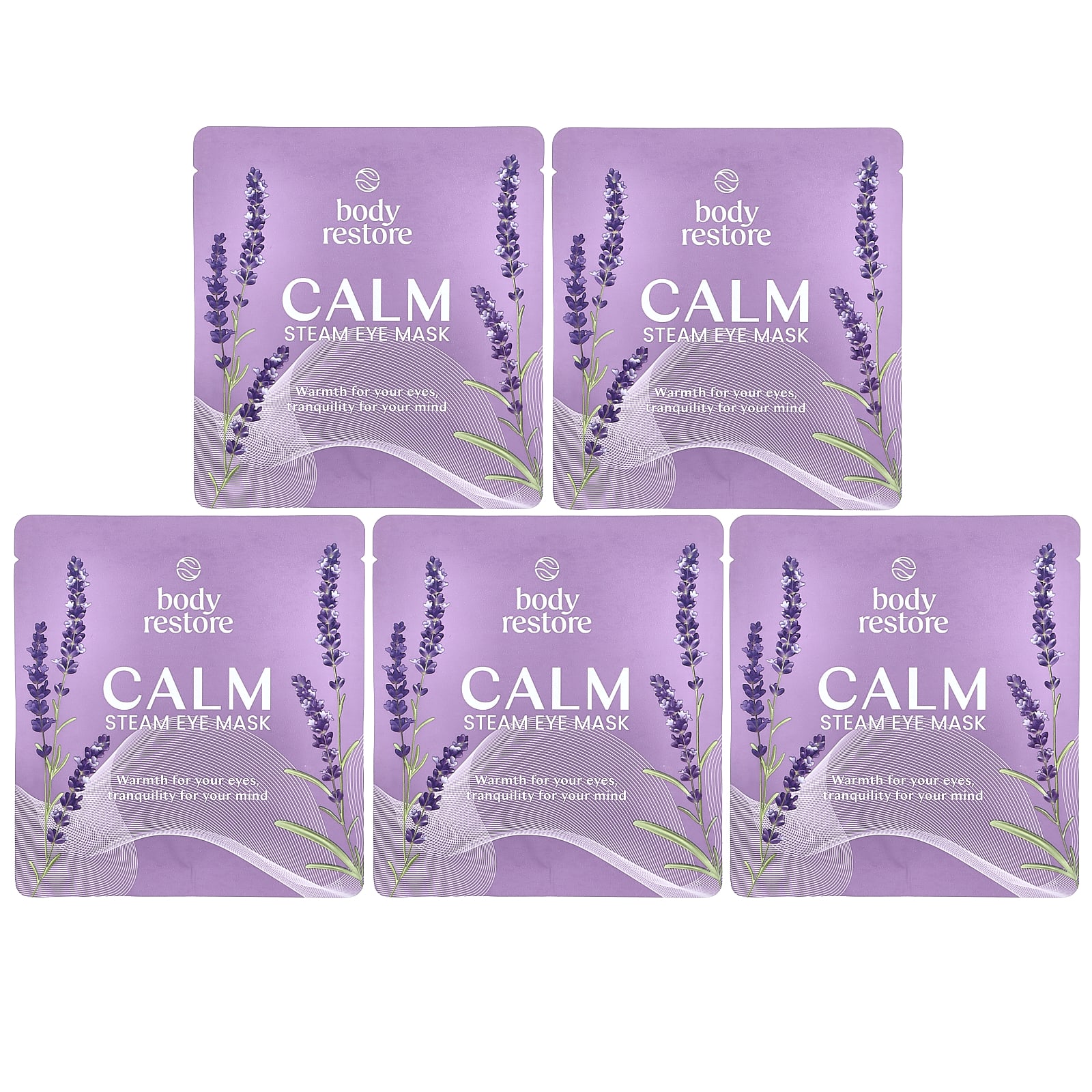 

Body Restore, Steam Eye Mask, Lavender, 5 Pack