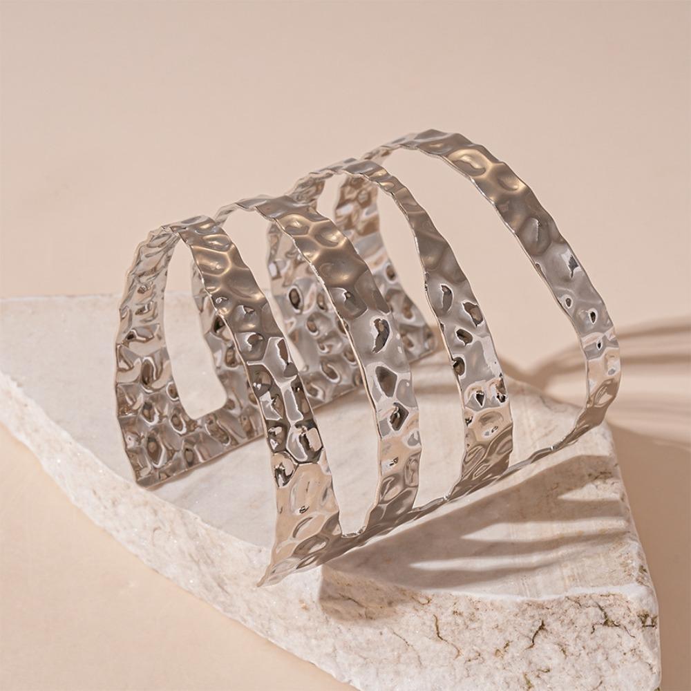 Geometry Wave Line Metal Arm Cuff Hollow Flower Bohemian Bracelet Wide Open Arm Cuff  Girls