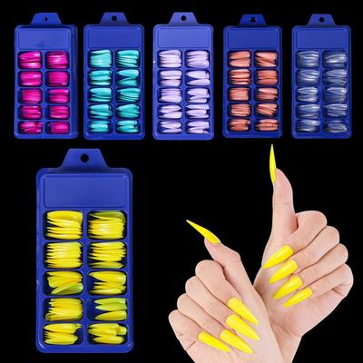 Full Style Akryl Manikyrtillbehör Skönhetsverktyg DIY Långa Stilett Falska Naglar Falska Nageltippar
