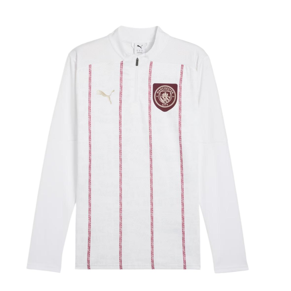 

Puma Manchester City Quarter Zip Fashion Soft Versatile Skin-Friendly Football Shirt Men tops White 779156-77 L