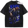 Anime Koszykówka Kuroko No Basket Aomine Daiki Koszulka z Nadrukiem Graficznym Retro Spłowiały Streetwear Moda Luźna Codzienna Oversize Męska Damska Krótki Rękaw