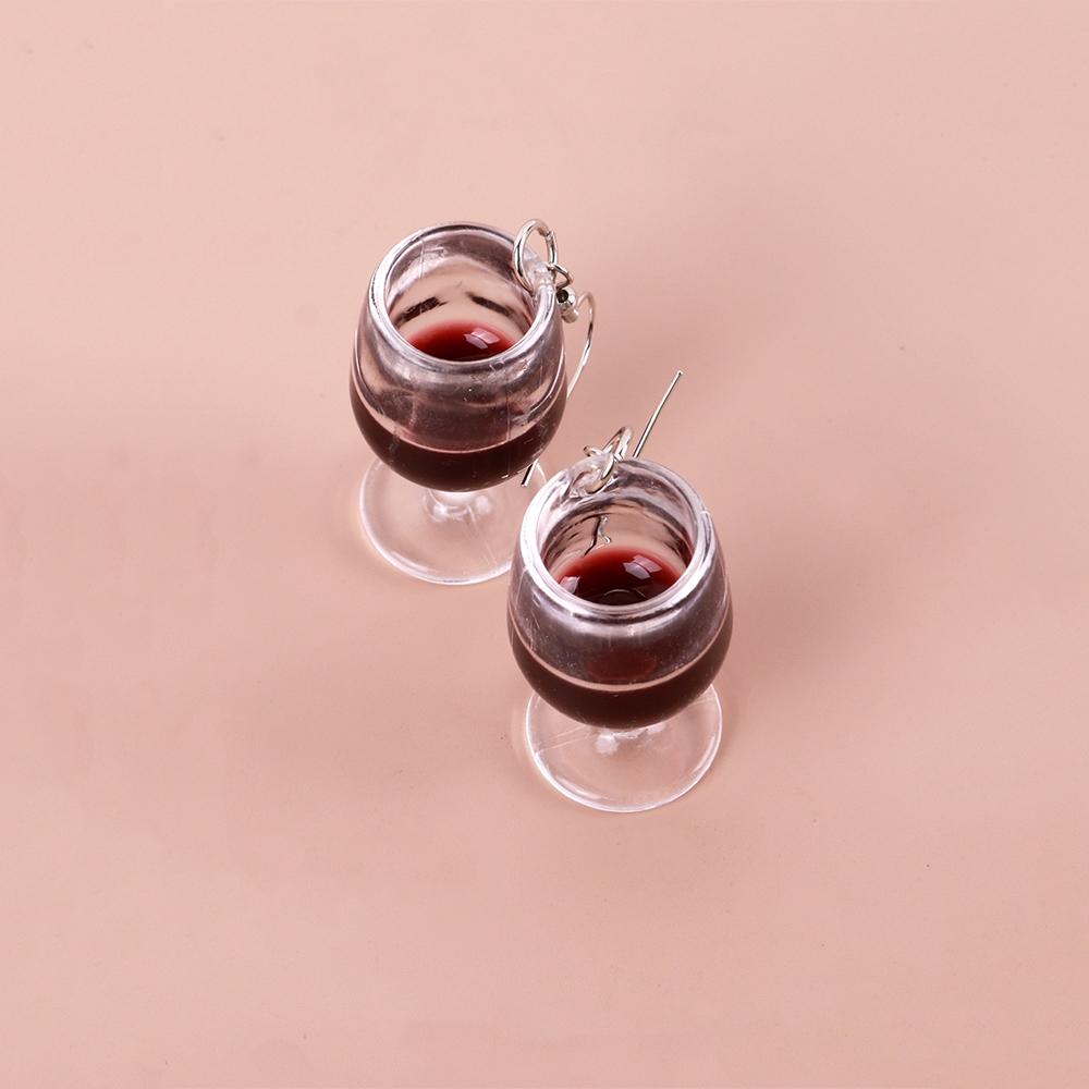 New Large Red Wine Glasses Acrylic Dangle Earring for Women Resin 3D Drink Cup Bottle Drop Earring Funny Creative Jewelry Gifts